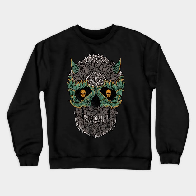 Distressed Floral Skull Crewneck Sweatshirt by JHughesArt